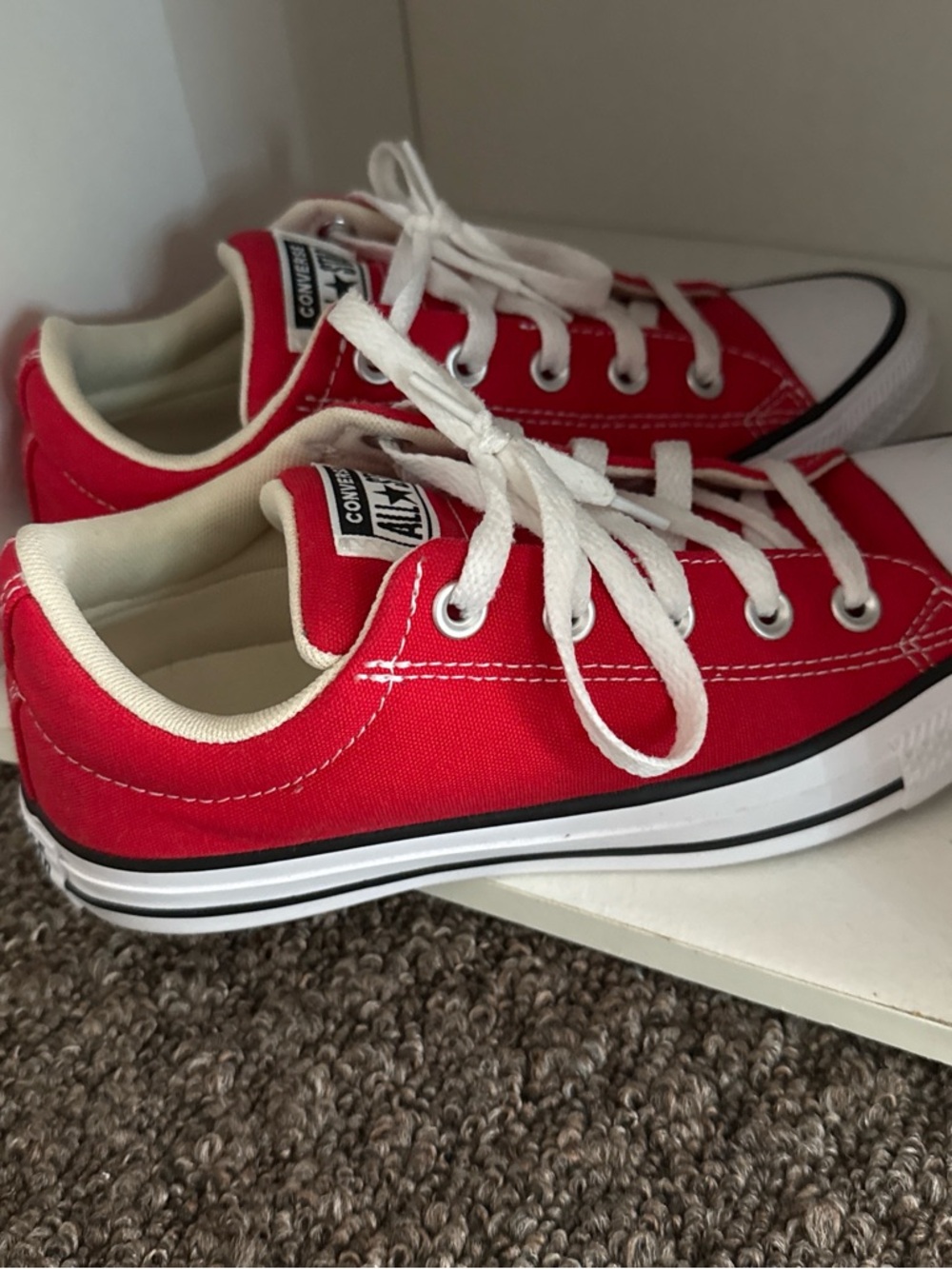 Converse Kids Red Low-Top Canvas Sneakers with White Trim